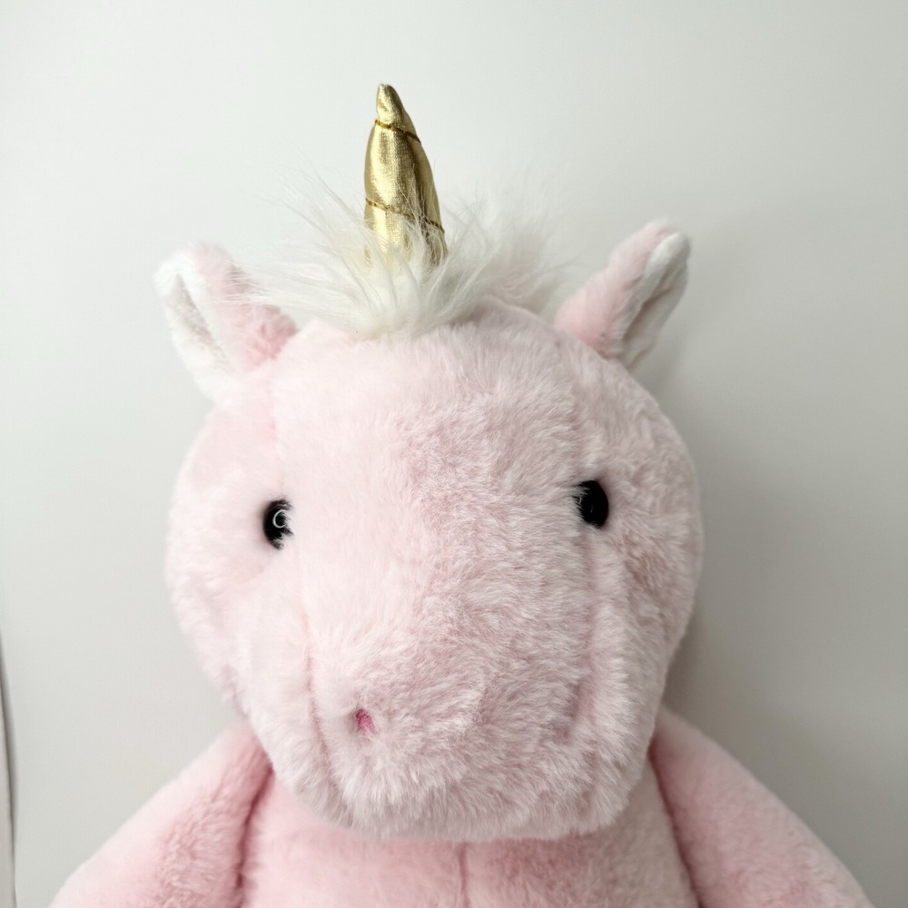Walgreens Pink Pegasus Unicorn Plush Stuffed Animal 20" Large Gold Wings Horn - Picture 3 of 8